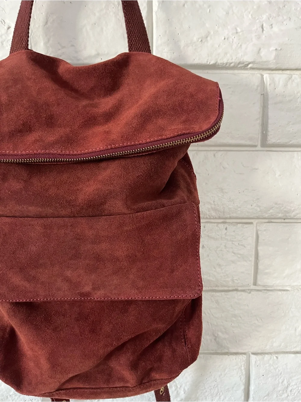 Free People Mahogany Suede Leather Backpack